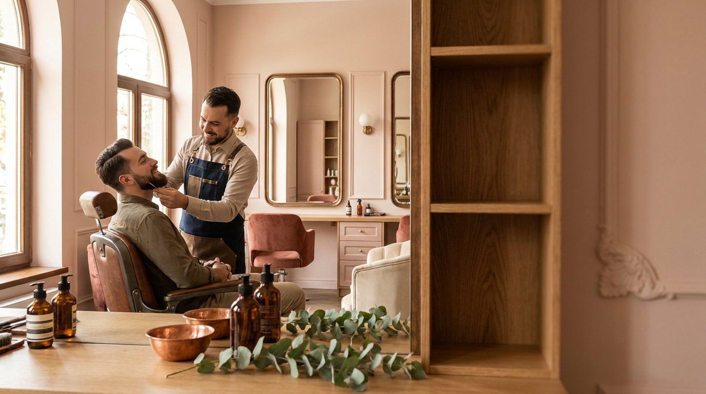 Salon de înfrumusețare Cretu Anna – interior elegant cu scaun și oglindă